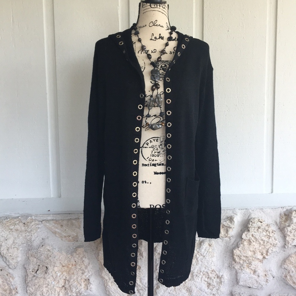 Gilli Black longline cardigan with hood - Picture 6 of 8